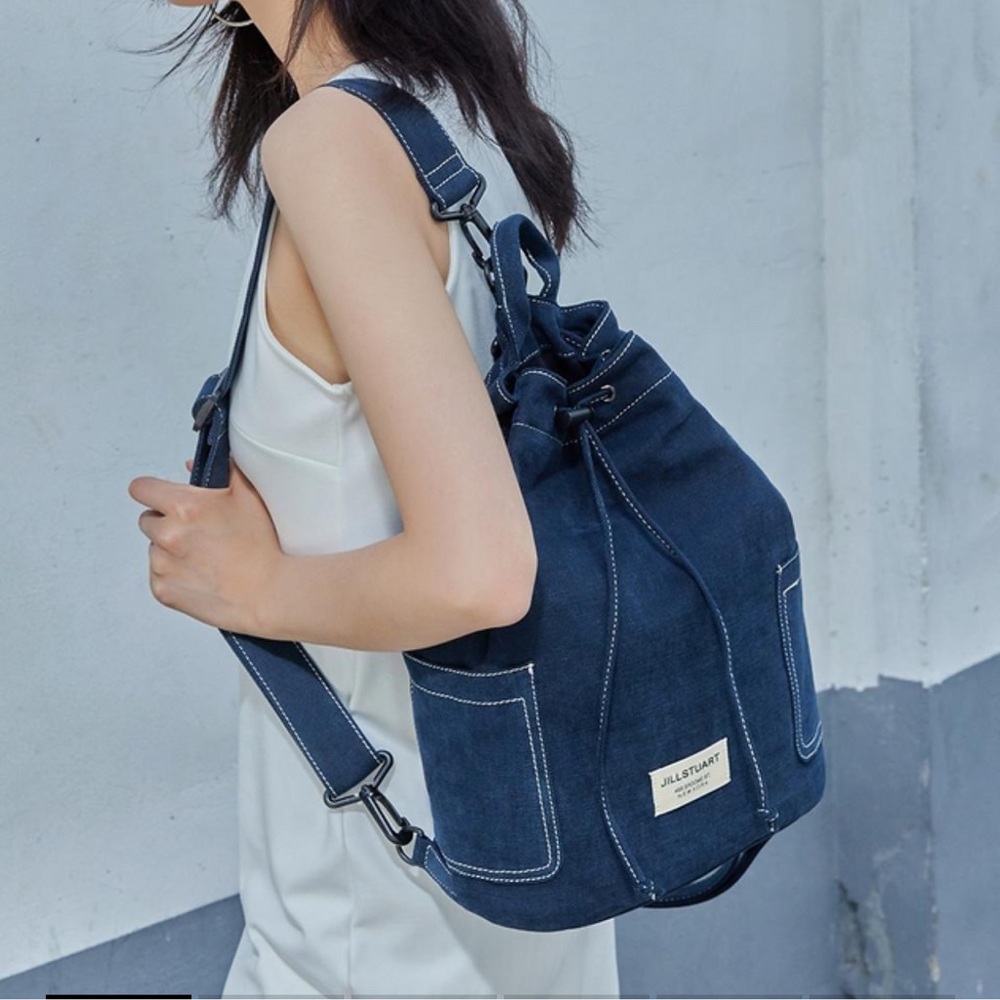 Jill Stuart Dark Blue Drawstring Backpack - image 2